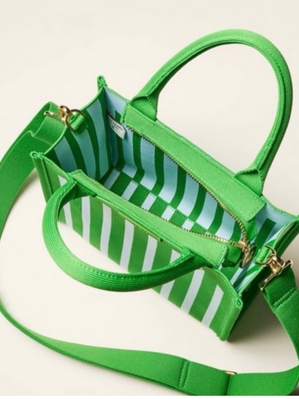 Kate Spade Green & White Striped bag - Picture 2 of 3